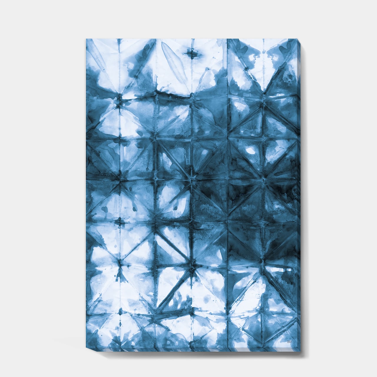 Designart - Indigo watercolor geometrical III - Contemporary Canvas Art